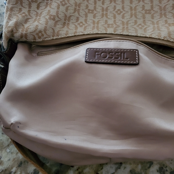 Vintage  Fossil Signature Canvas /Leather shoulder bag - Picture 7 of 14